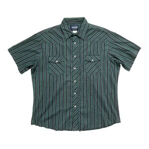 Wrangler Short Sleeve Snap Button Shirt, Green, X Large